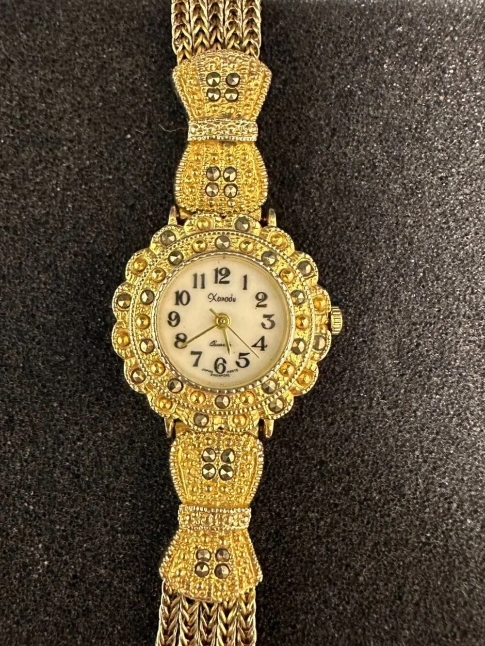 Xanadu Watch Women Gold Tone Multi Chain Band Marcasite Accents New Battery